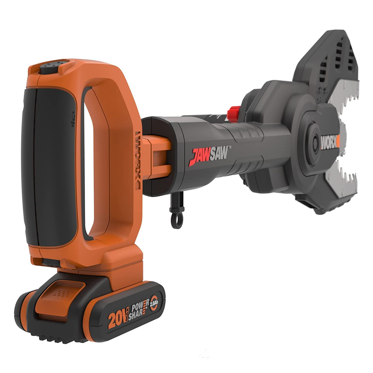 Worx 20V JawSaw cordless electric chainsaw features guard and